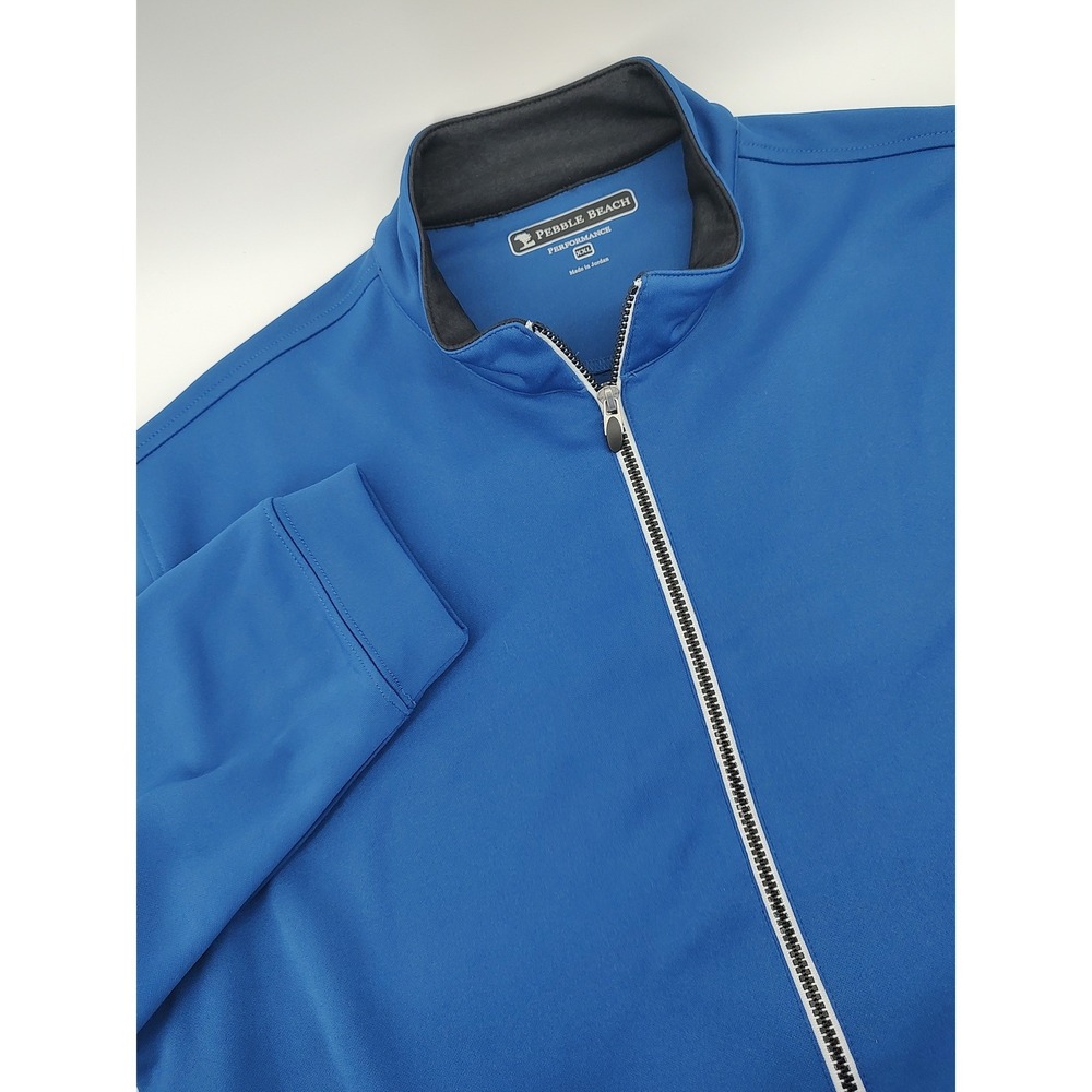 Pebble Beach Performance Jacket Mens XXL Blue Excellent Full Zip Golf Mock Neck